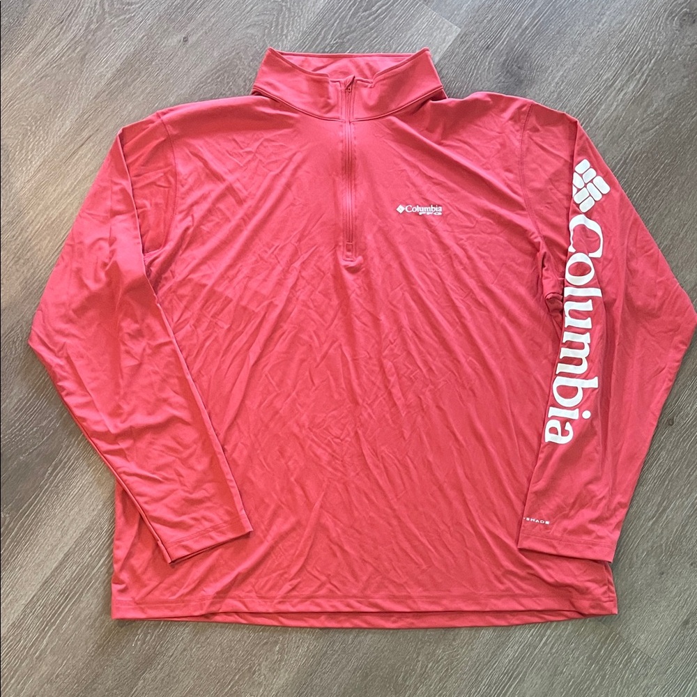 Columbia PFG Red Long Sleeve Omni-Shade Half-Zip Top XXL